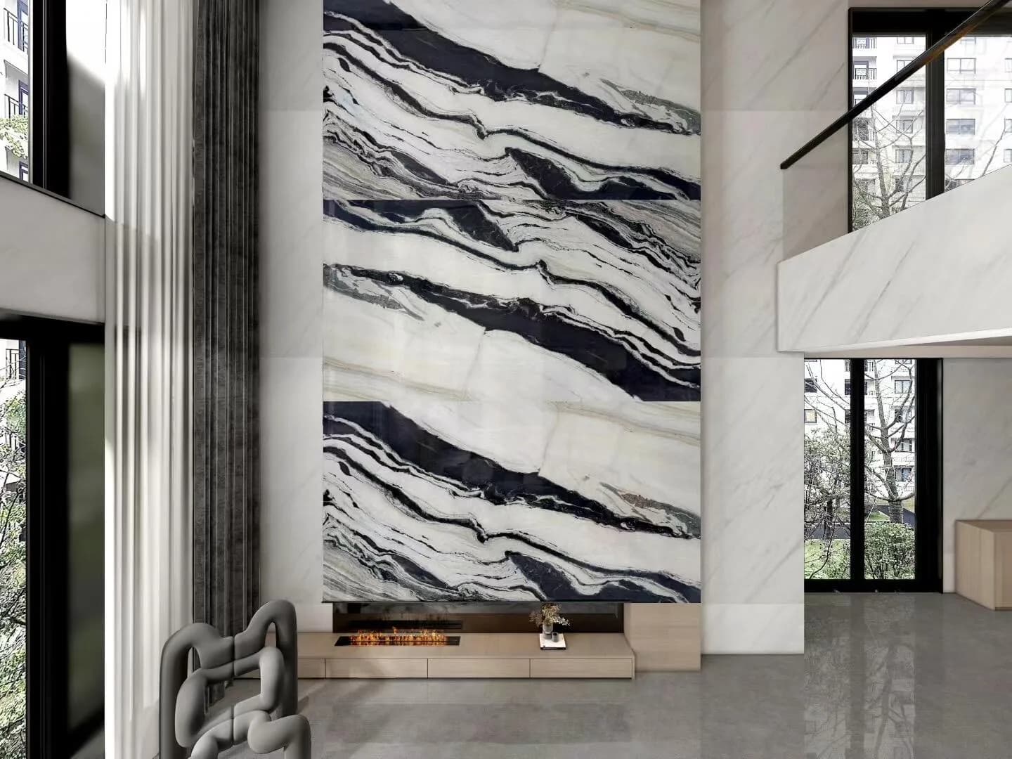 Panda White Marble stone sample